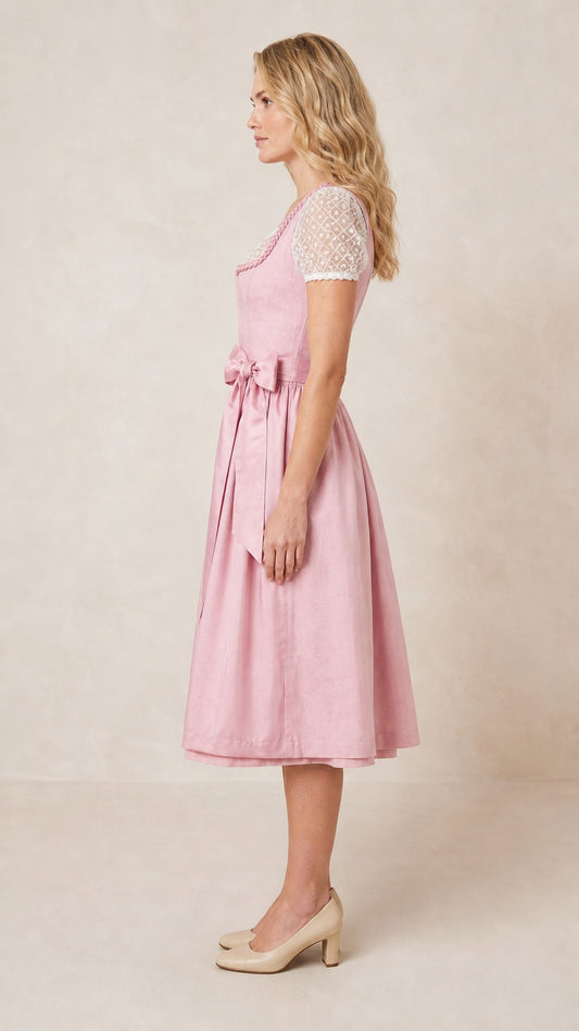 Side view of pink traditional dirndl dress