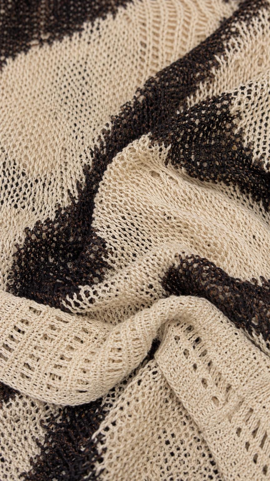 Close-up texture view of the open-knit abstract pattern fabric
