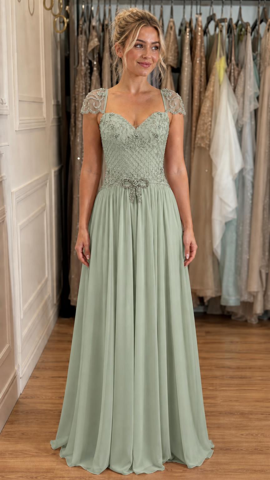 Front view in sage color variant