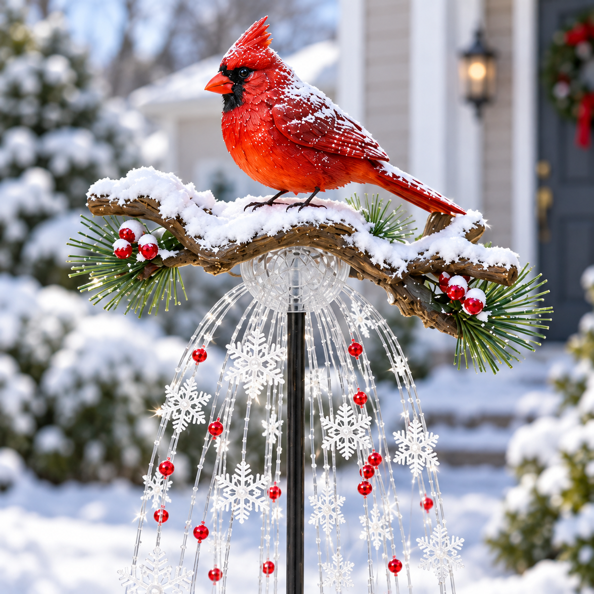 ❤️ Cardinal Memory Fountain – Lighted Christmas Remembrance Garden Decor